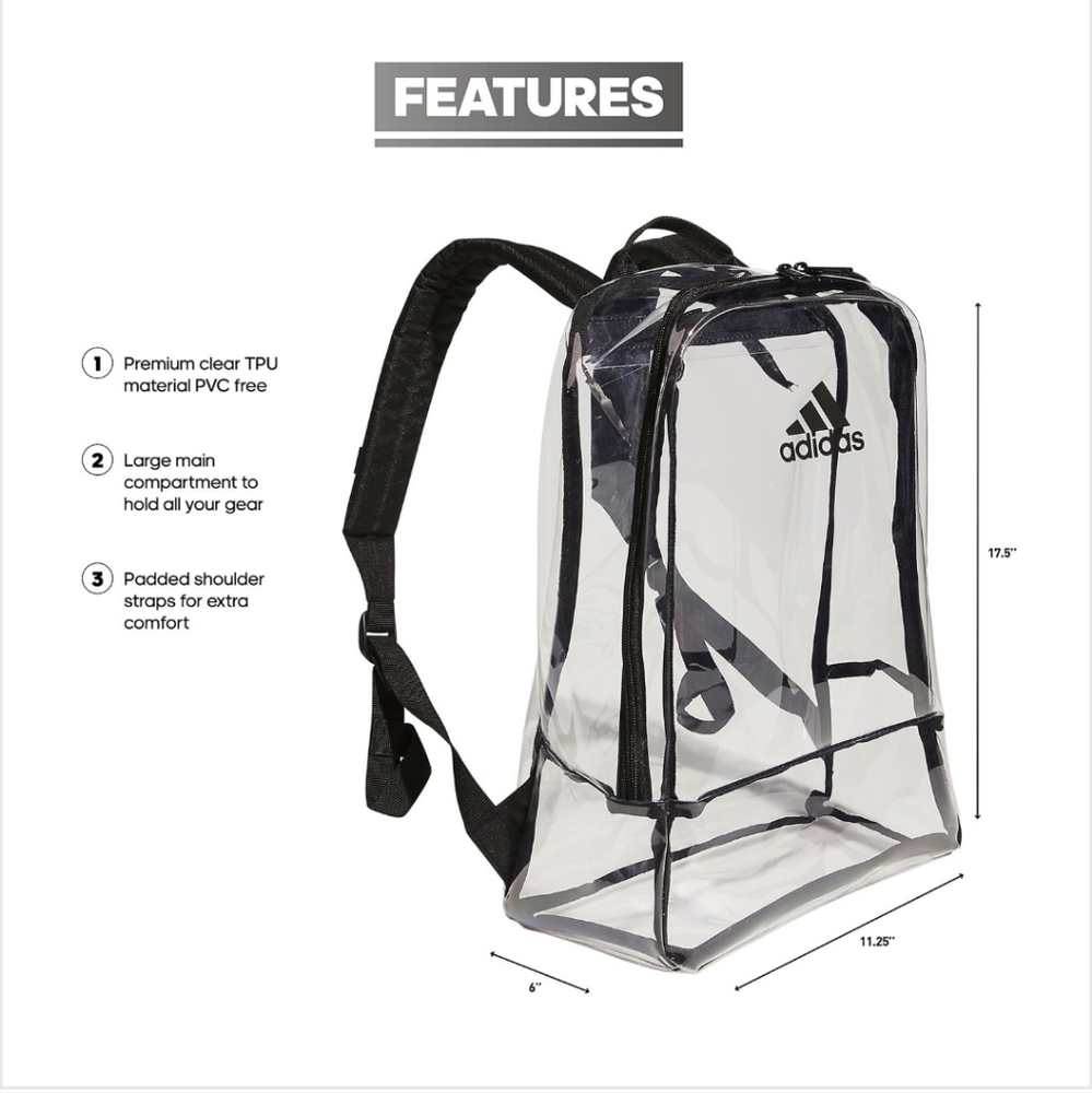 Really Nice Adidas clear backpack NWT - Picture 5 of 7